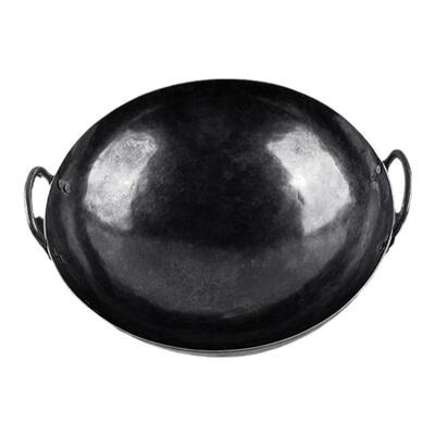 老聂家双耳黑锅锻打章丘手工铁锅