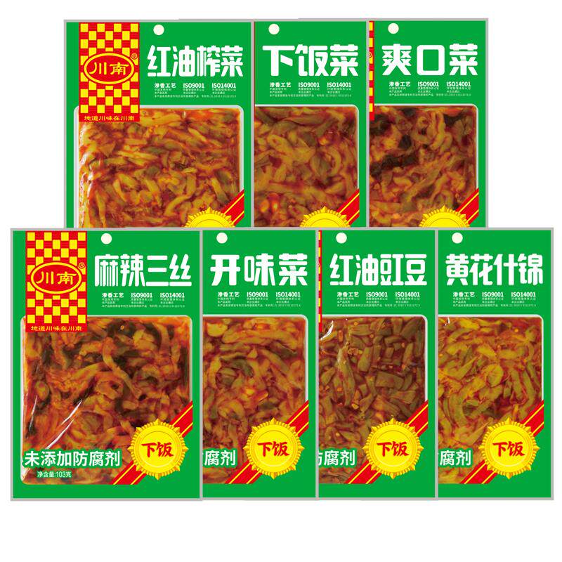 川南下饭菜103g*5袋四川泡菜红油豇豆黄花什锦爽口开味菜咸菜榨菜