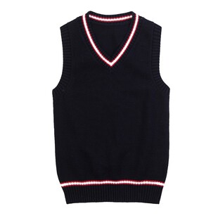 伊顿纪德校服春秋学生毛背心男女中大童藏青色针织纯棉马甲09B107