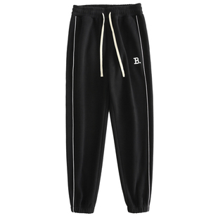 春季加长裤子男高个子运动裤120cm青少年学生宽松收口加绒卫裤110