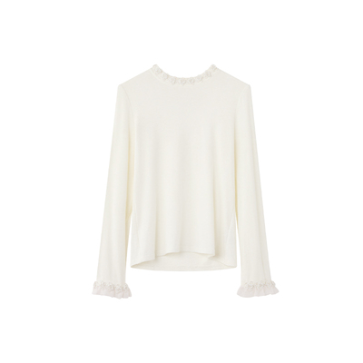 新款茶花钉珠工艺打底衫上衣女