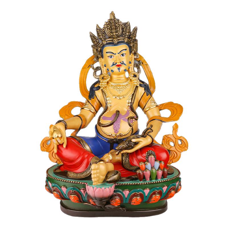 黄财神铜彩绘工艺品藏传摆件铜像