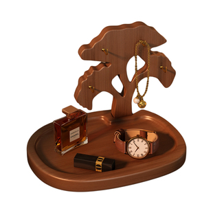 实木玄关置物架入户门钥匙收纳摆件桌面香水首饰挂架眼镜展示托盘