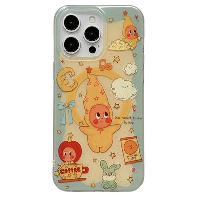 jze童趣可爱卡通星星小人磁吸支架适用苹果15手机壳iphone17ProMax新款15promax女款13双层16pro全包保护套14