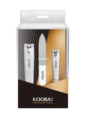 KOOBAPLUS谷芭美甲3件套 碳钢材质大号小号指甲钳+玻璃指甲锉套装