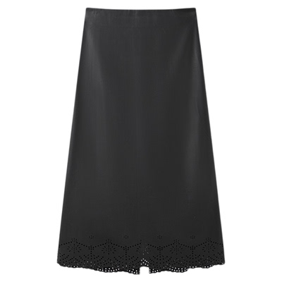 日本进口pu皮激光雕孔皮裙女