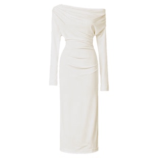 法式白色连衣裙女御姐冬装高级感订婚绝美长袖领证小礼服小个子