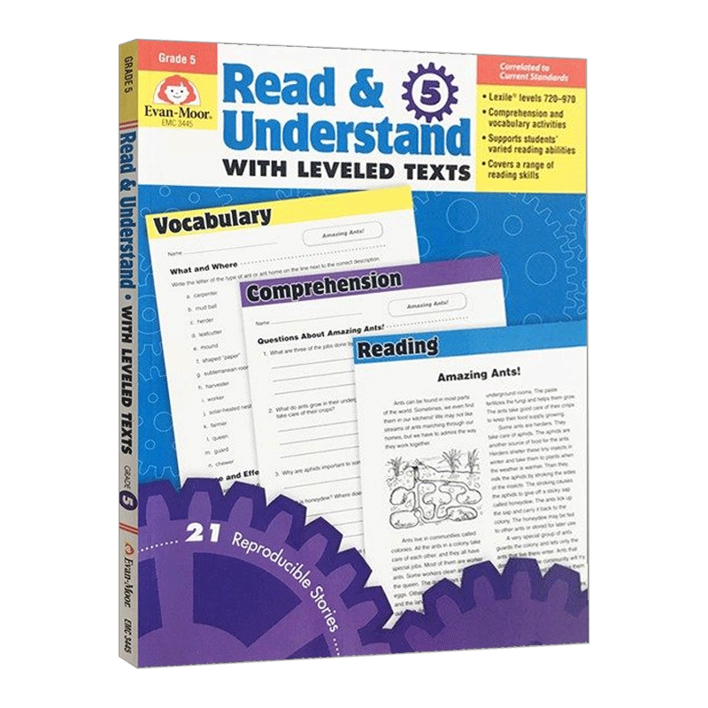 英文原版 Read and Understand with Leveled Texts Grade 5 分级阅读理解练习 五年级 英文版 进口英语原版书籍