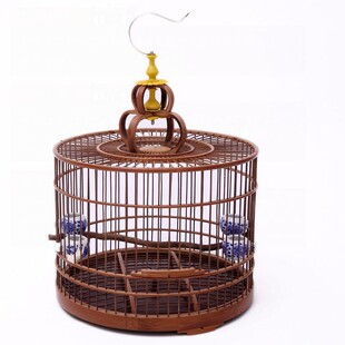 花花黄豆鸟笼竹制紫竹绣眼笼麻料芙蓉相思玉鸟金丝小鸟笼紫竹圆笼