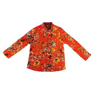 秋冬网红东北大花布民族风复古加棉立领外套棉服中式大码短款棉袄