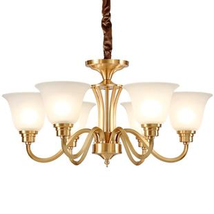 美式客厅灯现代简约大气欧式卧室餐厅吊灯轻奢复古全铜灯具包安装