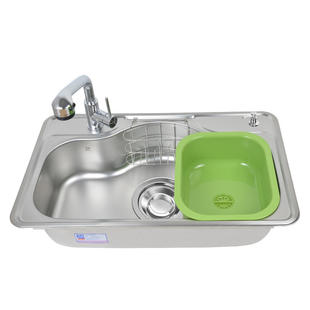 白鸟百洲系水槽进口304不锈钢厨房水槽套餐大单槽DS780台下安装