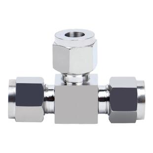 304/316不锈钢卡套三通中间双接头仪表气源铜管T型等径快速插锁8