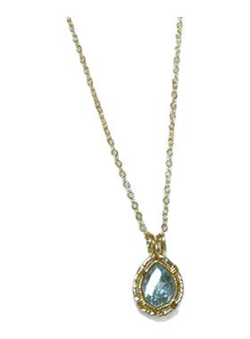 天然蓝色托帕石14k包金项链