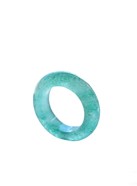 原矿天然东陵玉指环无优化冰飘花