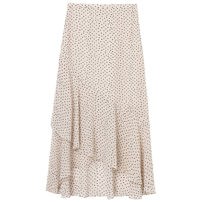 布景半身裙女夏季新品简约松紧腰荷叶边波点高腰中长雪纺裙子2123