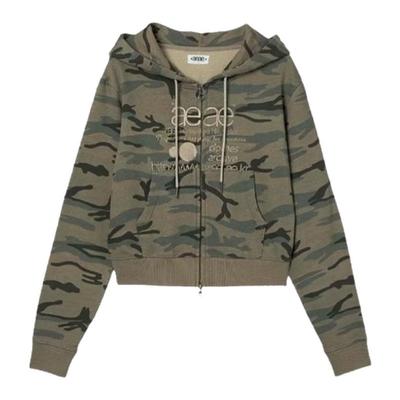 【现货】fletta bloom韩国小众潮牌短款卫衣辣妹修身长袖迷彩外套
