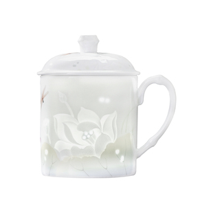 景德镇官方陶瓷茶具玲珑马克杯釉上彩绘雕刻办公室泡茶杯个人专用