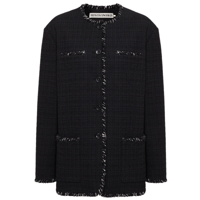 【进口面料】IIIVIVINIKO2025春新款复古粗花呢大廓形外套女