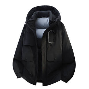 羽绒服男冬季新款户外加厚保暖抗寒防风时尚宽松连帽羽绒服男外套