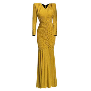 气质显瘦修身包臀垂感女士特别漂亮掐腰连衣裙女秋冬性感鱼尾长裙