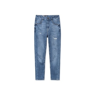 ABLE JEANS【立体锥形裤】新款女士复古潮流立体膝锥形小脚牛仔裤