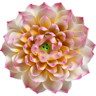 微美陶瓷七彩帝王莲家用供佛香插香座香托家居莲花摆件荷花装饰品