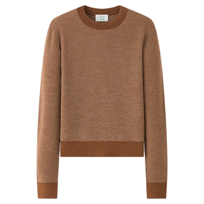 JCLP金纯良品 秋冬新款 撞色圆领经典长袖羊毛卫衣针织衫打底衫女