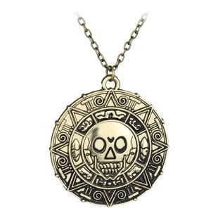 欧美电影周边加勒比海盗同款Aztec阿兹特克金属骷髅头金币项链