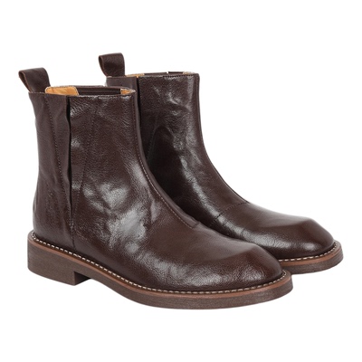 fed马丁靴女中跟圆头切尔西短靴