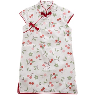 女童旗袍纯棉短袖儿童宝宝民国复古2026夏季新款演出服连衣裙子