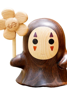 紫檀木无脸男可爱摆件手里有钱花创意宫崎骏动漫治愈系送朋友礼物