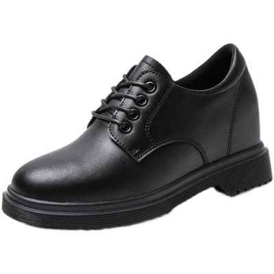 英伦风内增高坡跟小皮鞋小个子