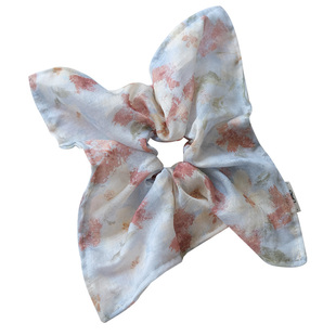 《生如夏花》原创小众蓝色天丝麻大肠圈裙摆发绳方巾头绳拍照发饰