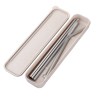 跃生 304不锈钢吸管套装环保饮管家用奶茶粗金属弯头非一次性吸管