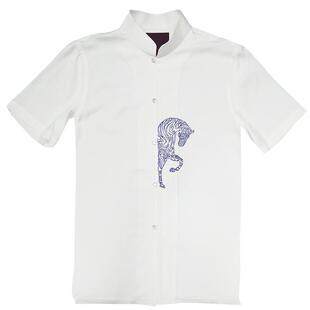 青年潮牌复古中式唐装男夏季短袖立领盘扣休闲刺绣中山装衬衫上衣