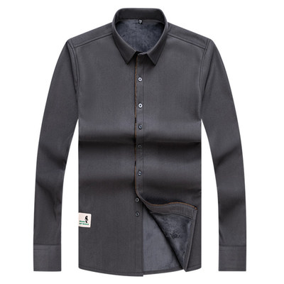 冬季双面绒磨毛弹力保暖衬衫大码