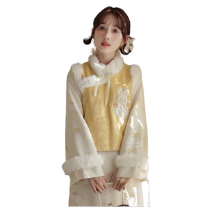 过年旗袍秋冬款冬季拜年服中式女装中国风新年战袍新中式国风套装