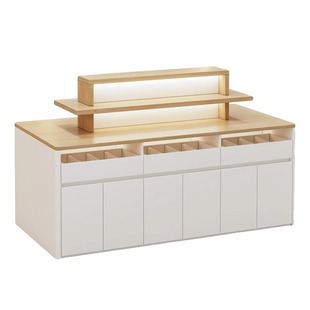 饰品店中岛流水台实木化妆品展示柜台服装首饰柜台鞋包帽双面展柜