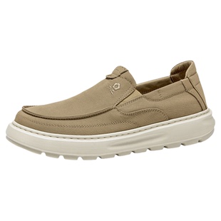 梦特娇夏季透气男士增高布鞋薄款驾车一脚蹬懒人乐福老北京休闲鞋