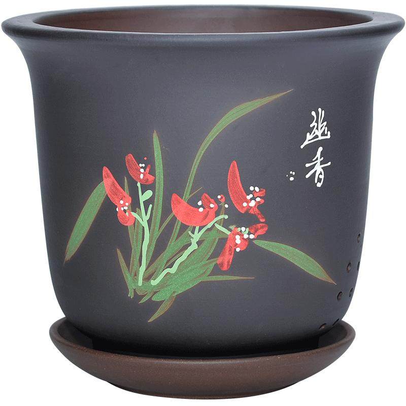 陶瓷绿植中国风宜兴紫砂兰花盆