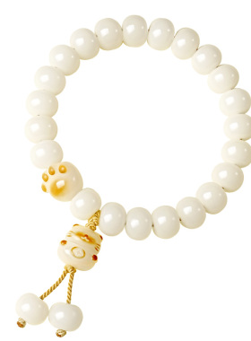 宫里上新天然猫爪白玉菩提手链