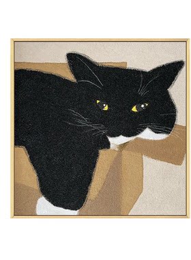 猫咪diy石英砂肌理画手工装饰画