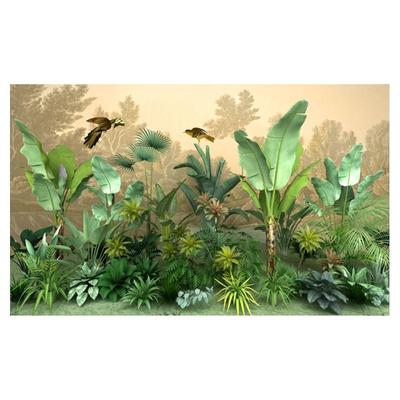 森系植物餐厅酒店包厢壁纸墙纸