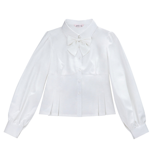 樱花家族原创jk衬衫【青岚川】学院风收腰泡泡袖白色制服长袖女
