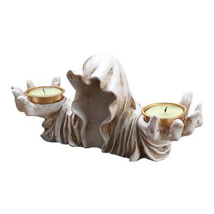 欧式巫师烛台哥特摆件万圣节气氛复古装饰品创意树脂蜡烛灯台摆设