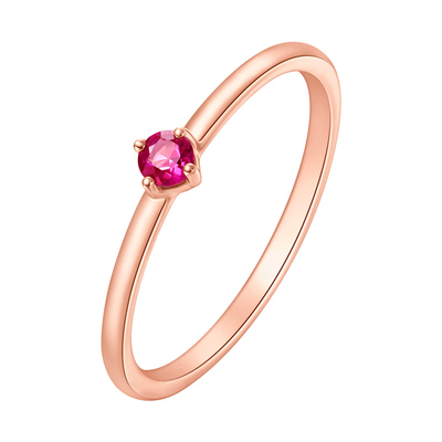 周大福18K金红宝石戒指