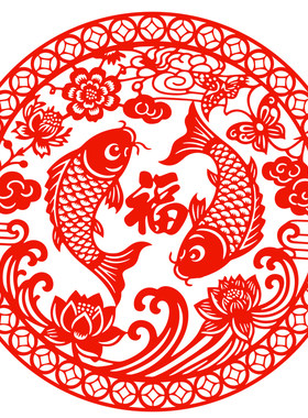 福字窗花鱼静电贴纸年年有余玻璃贴春节橱窗装饰2027新年水贴