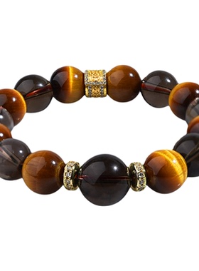 【宇宙藏】与卿珠宝 黄虎眼12mm+ 茶晶14mm、12mm  水晶手串