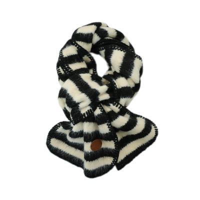 韩版咖色条纹含羊毛锁边围巾